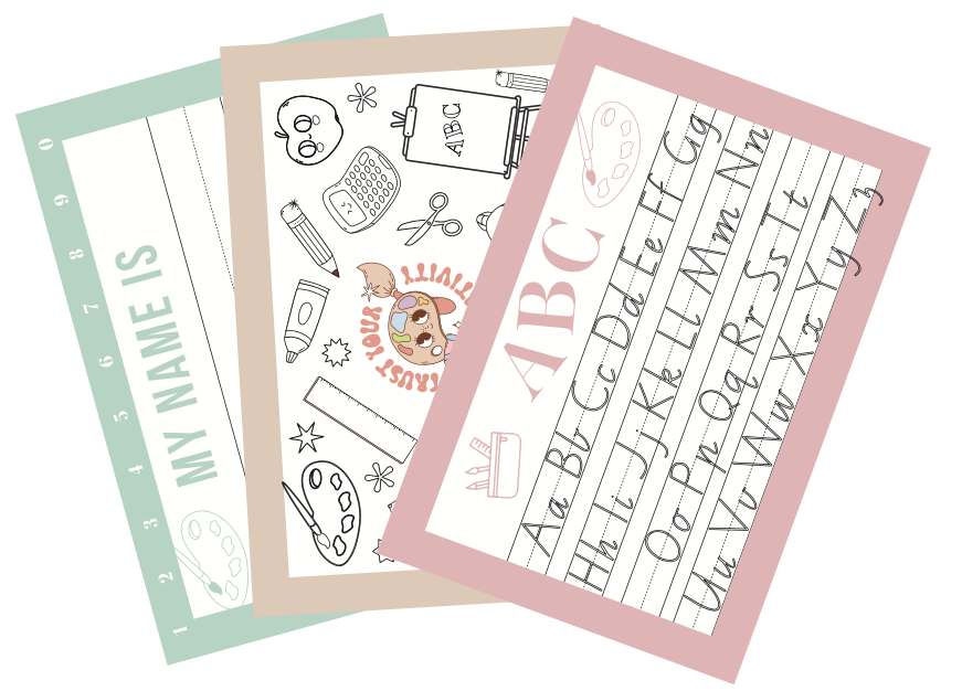 READY TO LEARN WIPEABLE PLACEMATS - SET OF 3
